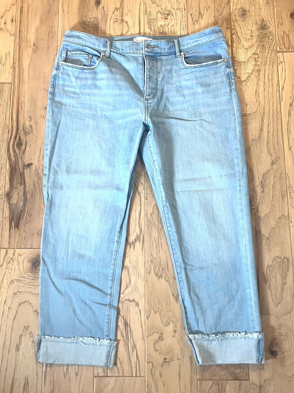 LOFT Light Blue Frayed Cuffed Jeans, size 12, waist 31